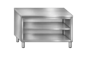 Inox zaprta delovna miza s policama Mittel 23000