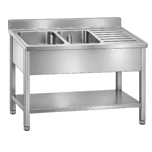 Inox pult z dvojnim koritom na levi Mittel G1246