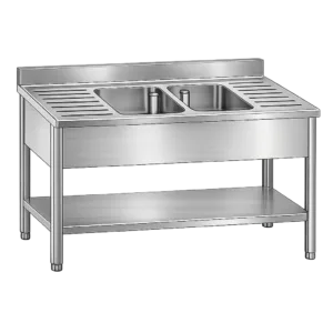 Inox pult z dvojnim koritom na sredini Mittel G1266