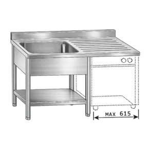 Inox pomivalno korito z odprtino za pomivalni stroj G1416