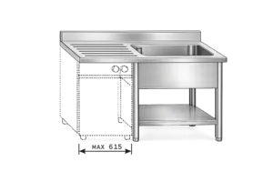 Inox pomivalno korito z odprtino za pomivalni stroj G1426