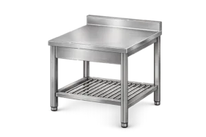 Inox delovna miza z robom in rešetkasto spodnjo polico Mittel G2416