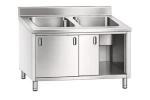 Inox dvojno pomivalno korito z omaricami Mittel 21610