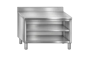 Inox zaprta delovna miza s policama in z robom Mittel 23001