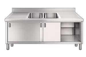 Inox dvojno pomivalno korito na sredini z omaricami Mittel 21613