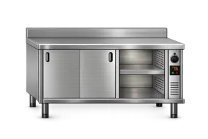 Inox grelni pult zrobom in drsnimi vrati Mittel 23601